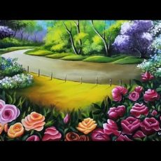 Rose Flower Garden Painting | Nature Painting