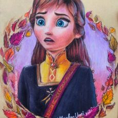 Queen Anna from Frozen 2 Painting in Color Pencils