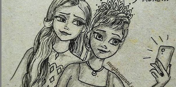 Anna-Elsa Pen Drawing