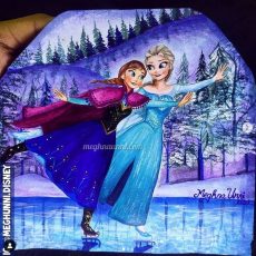 Elsa and Anna Skating Painting done using Acrylic Paint