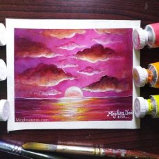 Simple SUNSET Acrylic Painting in 1 Hour | Tutorial Video