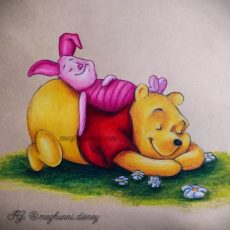 Winnie the Pooh and Piglet Pencil Color Painting