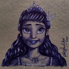 Anna from Frozen Ballpoint Pen Drawing