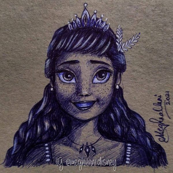 Anna from Frozen Ballpoint Pen Drawing – 