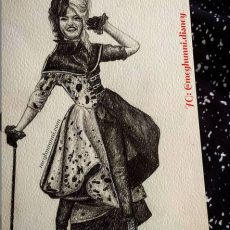 Cruella! The Dalmation Coat Dress Pencil Sketch Painting