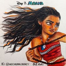 Disneytober Day 7: Moana from 2016 Disney Film ‘Moana’ Pencilcolor Painting