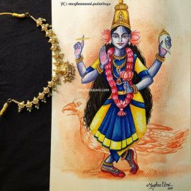 Navaratri Series Day 5: Matrika Devi Vaishnavi Painting – Meghnaunni.com