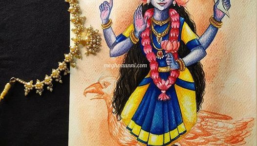 Navaratri Series Day 5: Matrika Devi Vaishnavi Painting