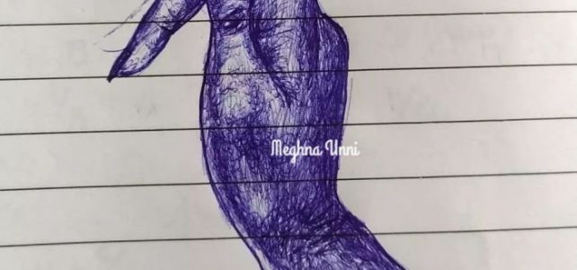 Katakamukha Mudra Ballpoint Pen Drawing