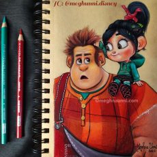 Vanellope and Ralph from ‘Ralph Breaks the Internet’ Pencil Color Painting