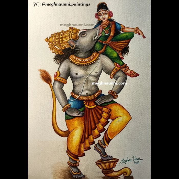 Lord Narsimha pencil shading sketch/ lord vishnu Narsimha Avtar/ lion face  Drawing - YouTube