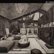 One-Point Perspective Drawing | Room Interior