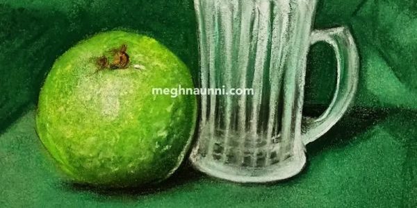 Guava and the Glass | Still Life Painting in Soft Pastels