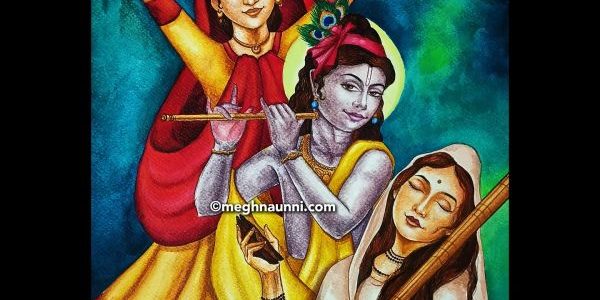 KRISHNĀRPANAM | Lord Krishna Radha & Mirabai Painting | Commissioned Artwork