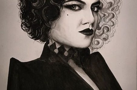 Emma Stone as Cruella from Cruella (2021) Watercolour Painting
