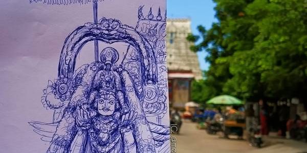 Thiru Varadaraja Perumal’s Garuda Sevai Quick Pen Sketch
