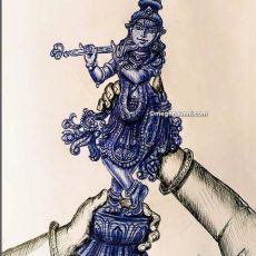 Krishna Pen Drawing | Ganam Isaithu Nindrayo