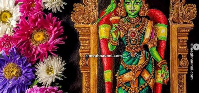 Madurai Meenakshi Amman Painting | Navaratri 2023 – Nava Kshetra Nivasinis Painting Series-3