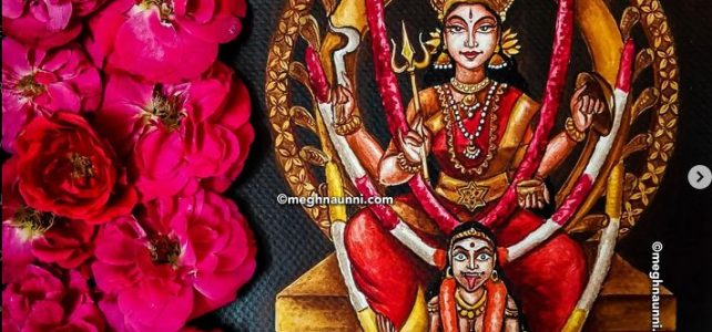 Attukal Bhagavathy Painting | Navaratri 2023 – Nava Kshetra Nivasinis Painting Series-7