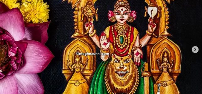 Kollur Mookambika Devi Painting | Navaratri 2023 – Nava Kshetra Nivasinis Painting Series-9