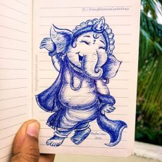 Laughing Ganesha Pen Art Sketch