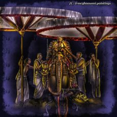 Varadar Vaikasi Brahmotsavam Day 5 : YALI VAHANAM Painting