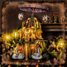 Varadar Vaikasi Brahmotsavam Day 6 : YĀNAI VAHANAM Painting