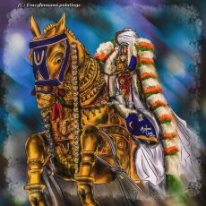 Varadar Vaikasi Brahmotsavam Day 8 : KUTHIRAI VAHANAM Painting