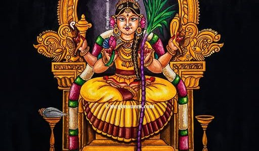 Bala Kamakshi Painting | Bala Swaroopam of Kamakshi Devi at Kanchipuram