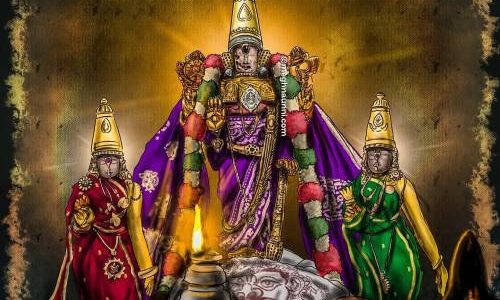 Kanchi Varadar Vaigasi Brahmotsavam Day 10| Vettiver Chapparam and Dwaja Avarohanam Digital Painting