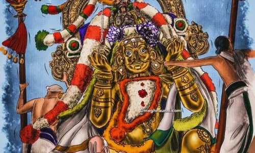 Kanchi Varadar Vaigasi Brahmotsavam Day 3 | Garuda Sevai and Hanumantha Vahanam Digital Painting