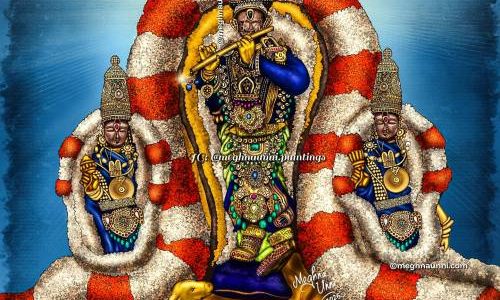 Kanchi Varadar Vaigasi Brahmotsavam Day 6 | Venugopala Thirukolam (Ekantha Sevai) and Yaanai Vahanam Digital Painting