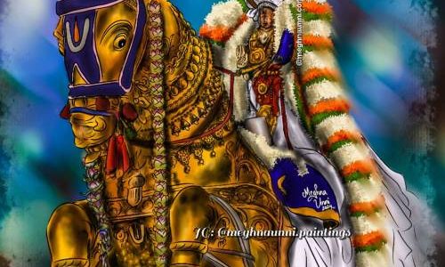 Kanchi Varadar Vaigasi Brahmotsavam Day 8| Gudhirai Vahanam Digital Painting