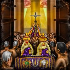Kanchi Varadar Vaigasi Brahmotsavam Day 9| Mattai Adi Utsavam and Punyakoti Vimanam Digital Painting