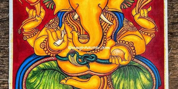 SREE VIGHNESHWARAN | Kerala Mural | Acrylic Canvas Painting